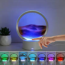 Настільна 3D лампа нічник, пісочний годинник з різнобарвним RGB підсвічуванням, фото 6