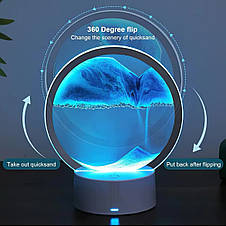 Настільна 3D лампа нічник, пісочний годинник з різнобарвним RGB підсвічуванням, фото 4
