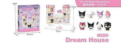 Яскравий ігровий набір будиночок із меблями Модульний триповерховий котедж із персонажем із пластику дівчинці