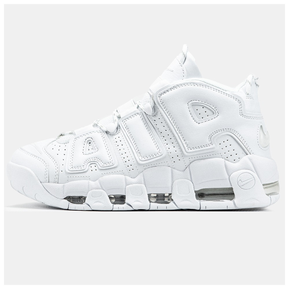 Чоловічі / жіночі кросівки Nike Air More Uptempo White, білі шкіряні кросівки найк аір море аптемпо