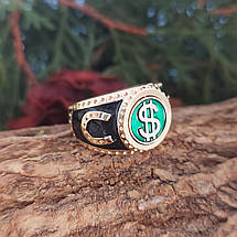 Долар і євро з обертовим щитком Великий, кільце перстінь печатка, фото 5