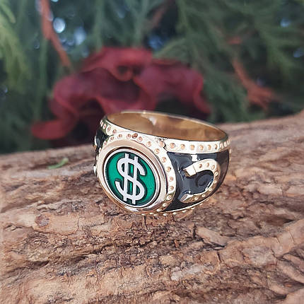 Долар і євро з обертовим щитком Великий, кільце перстінь печатка, фото 1