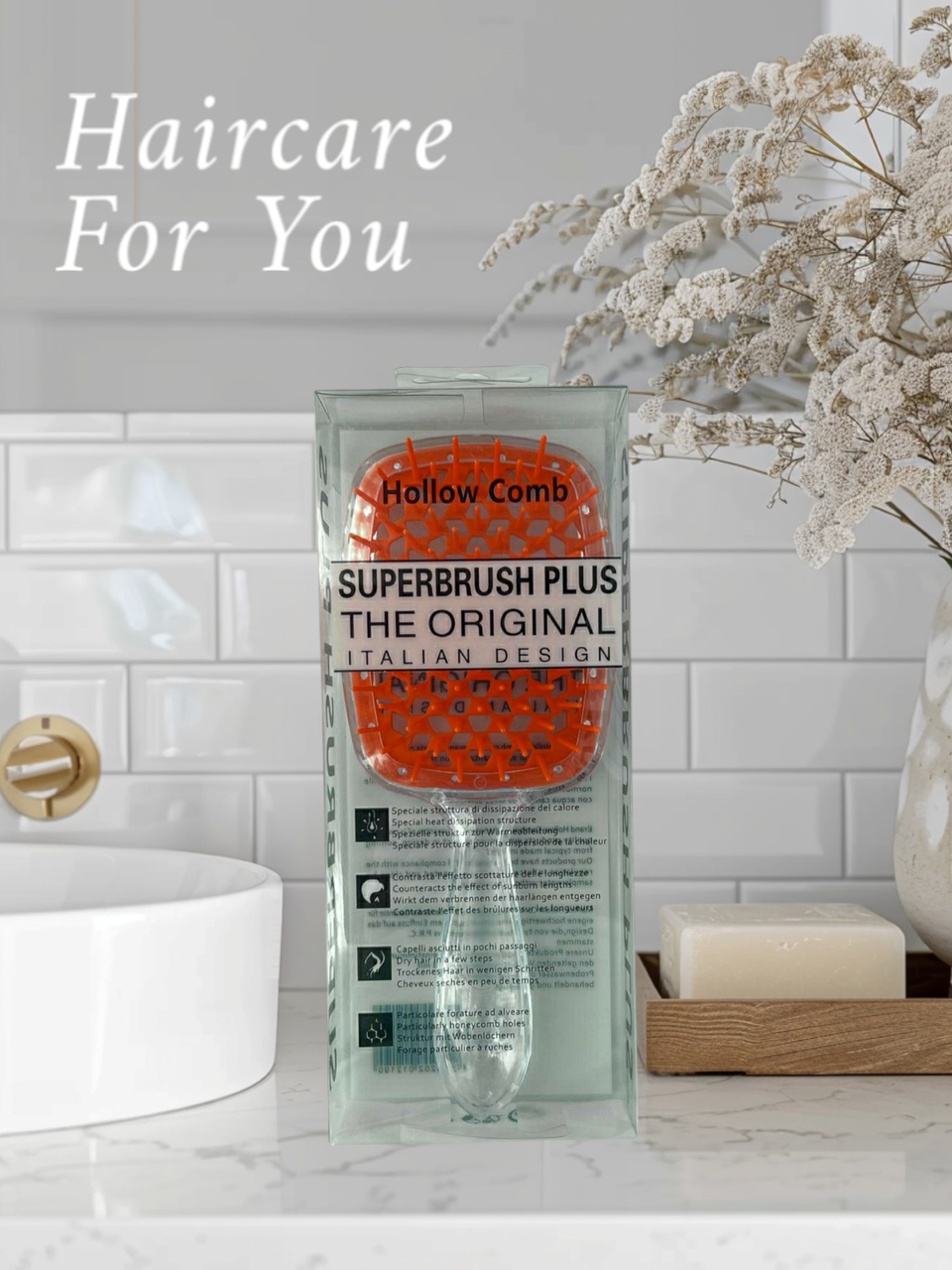 Щітка для волосся Superbrush Plus The Original Hollow Comb. Професійна продувна щітка для швидкого сушіння, помаранчева., фото 1