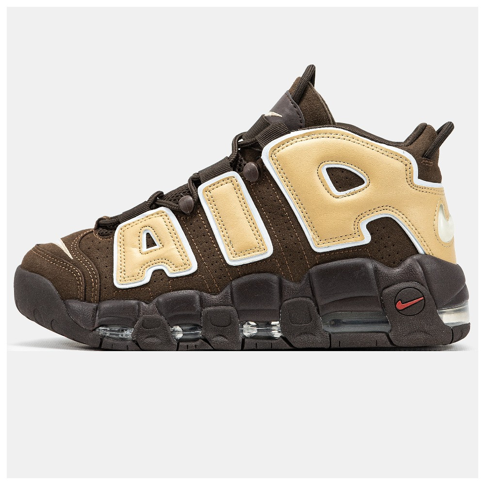 Чоловічі кросівки Nike Air More Uptempo Brown Beige, коричневі замшеві кросівки найк аір море аптемпо
