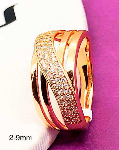 Широке кільце Діана з білими фіанітами медичне золото, розмір 19, фото 1