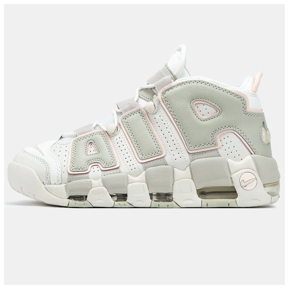 Чоловічі кросівки Nike Air More Uptempo White Green, шкіряні кросівки найк аір море аптемпо