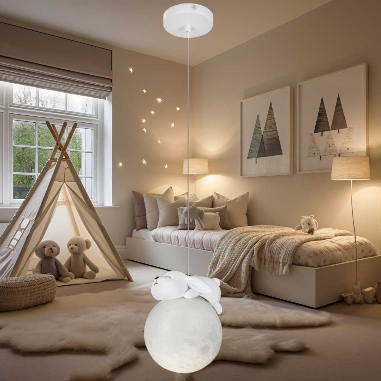 Дитяча підвісна люстра-світильник "Кролик" для дитячої (82-150-1 RB)