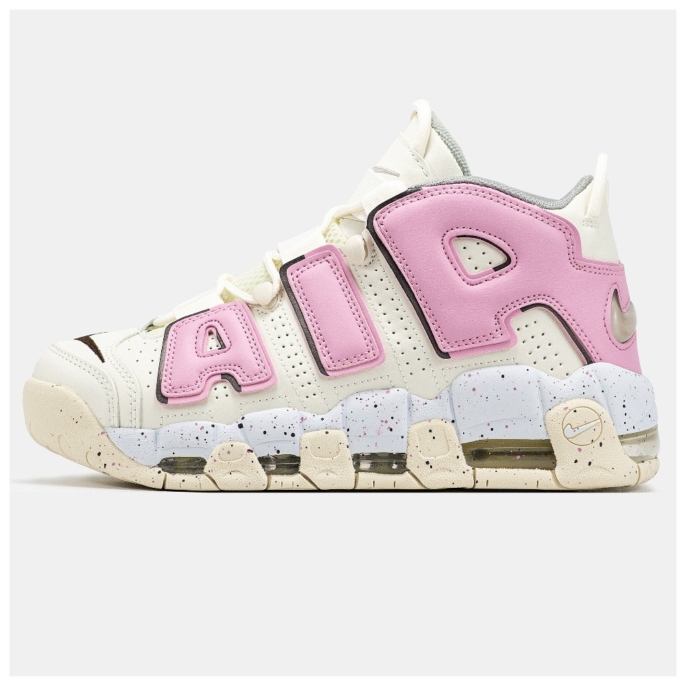 Жіночі кросівки Nike Air More Uptempo Cream Pink, шкіряні кросівки найк аір море аптемпо