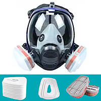 Маска Респіратор Повнолицьова 15в1 з фільтрами захист від пилу фарби протитуманний захист від формальдегіду