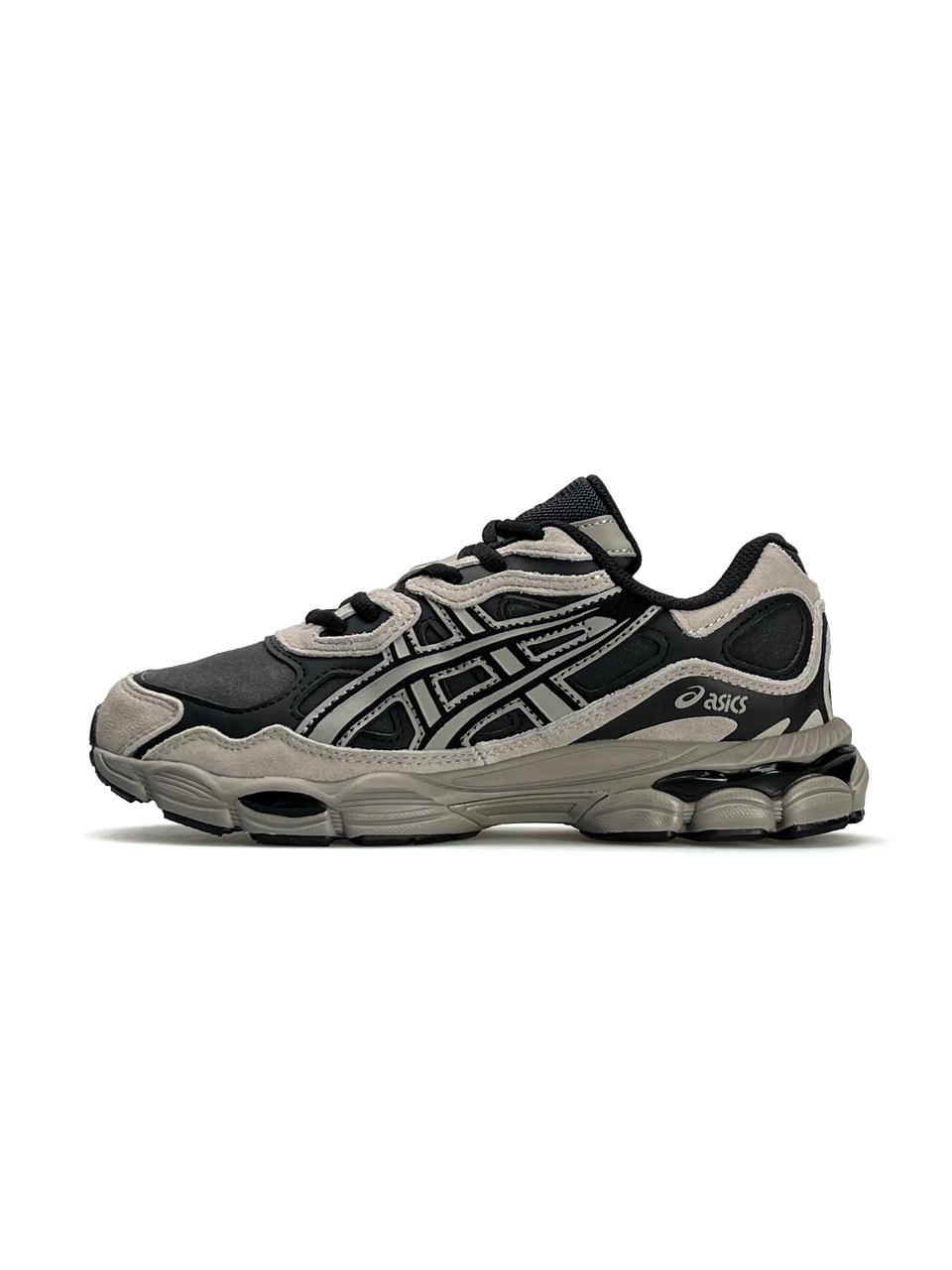 Чоловічі кросівки ASICS Gel-NYC Grey Black Light Brown, демісезонні кеди Асикс шкіра замша сірі 41