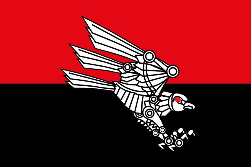 Прапор роти ударних БПЛА 82 ОДШБр ДШВ ЗСУ червоно-чорний