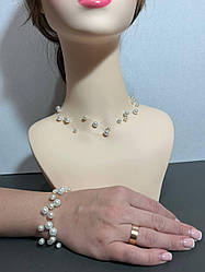 Браслет на руку та кольє з перлин