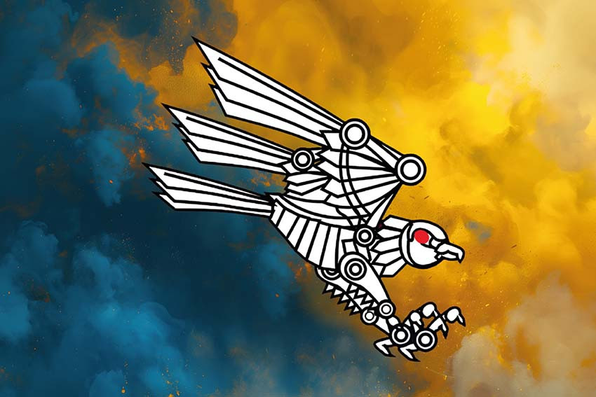 Прапор роти ударних БПЛА 82 ОДШБр ДШВ ЗСУ синьо-жовтий світанок