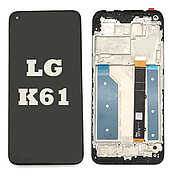 Дисплей (екран) для LG K61 Q630 + тачскрин, чорний, гарної якості, з передньою панеллю, Titanium