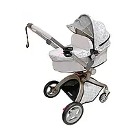 Оригінальна дитяча коляска для прогулянок 2в1 Hot Mom New 360 для дітей від 6 місяців до 15 кг Grey Leaves