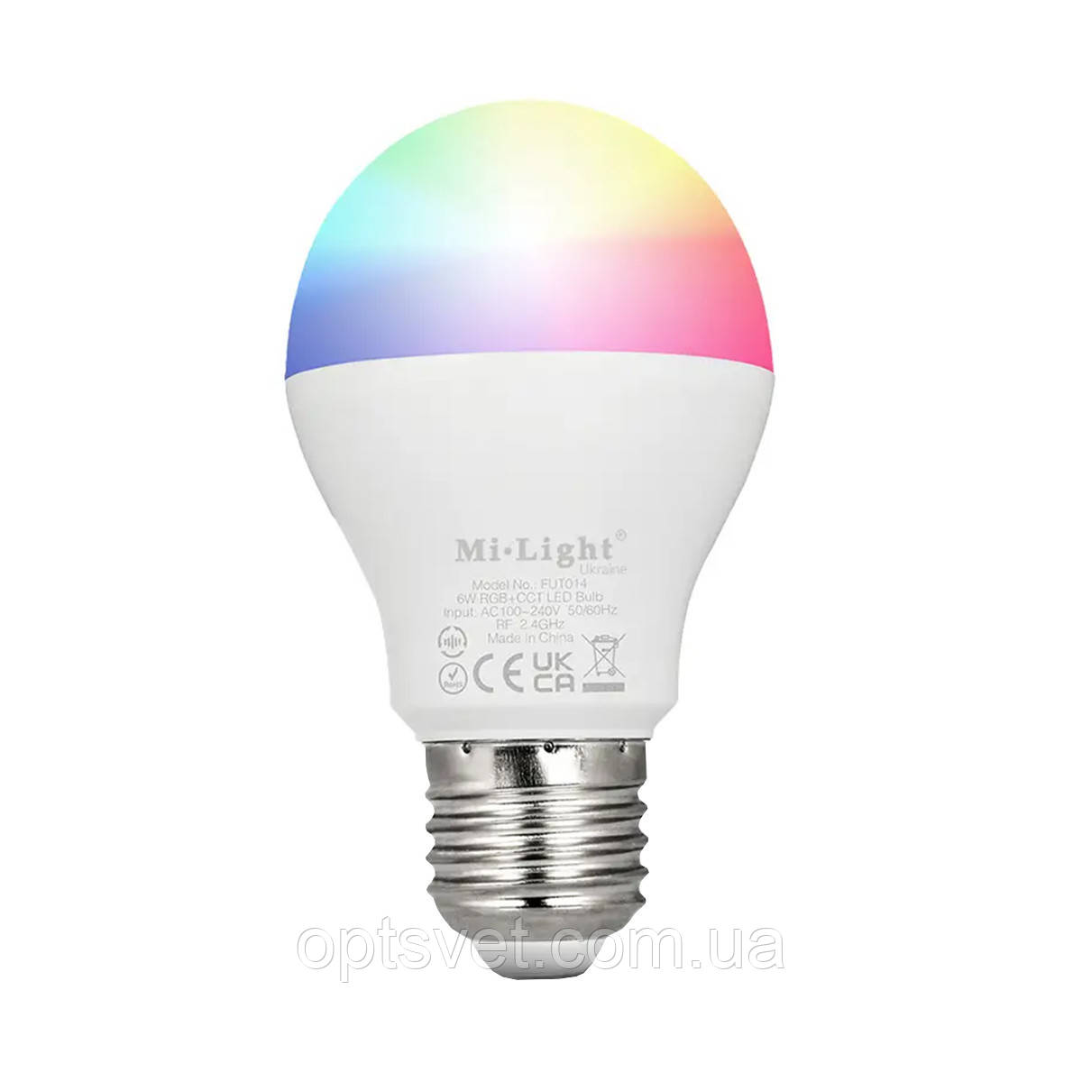 Світлодіодна лампа Mi-light G57 6 W E27 2700-6500 K+ RGB DIM 86-265 V (LL014 CCT), фото 1