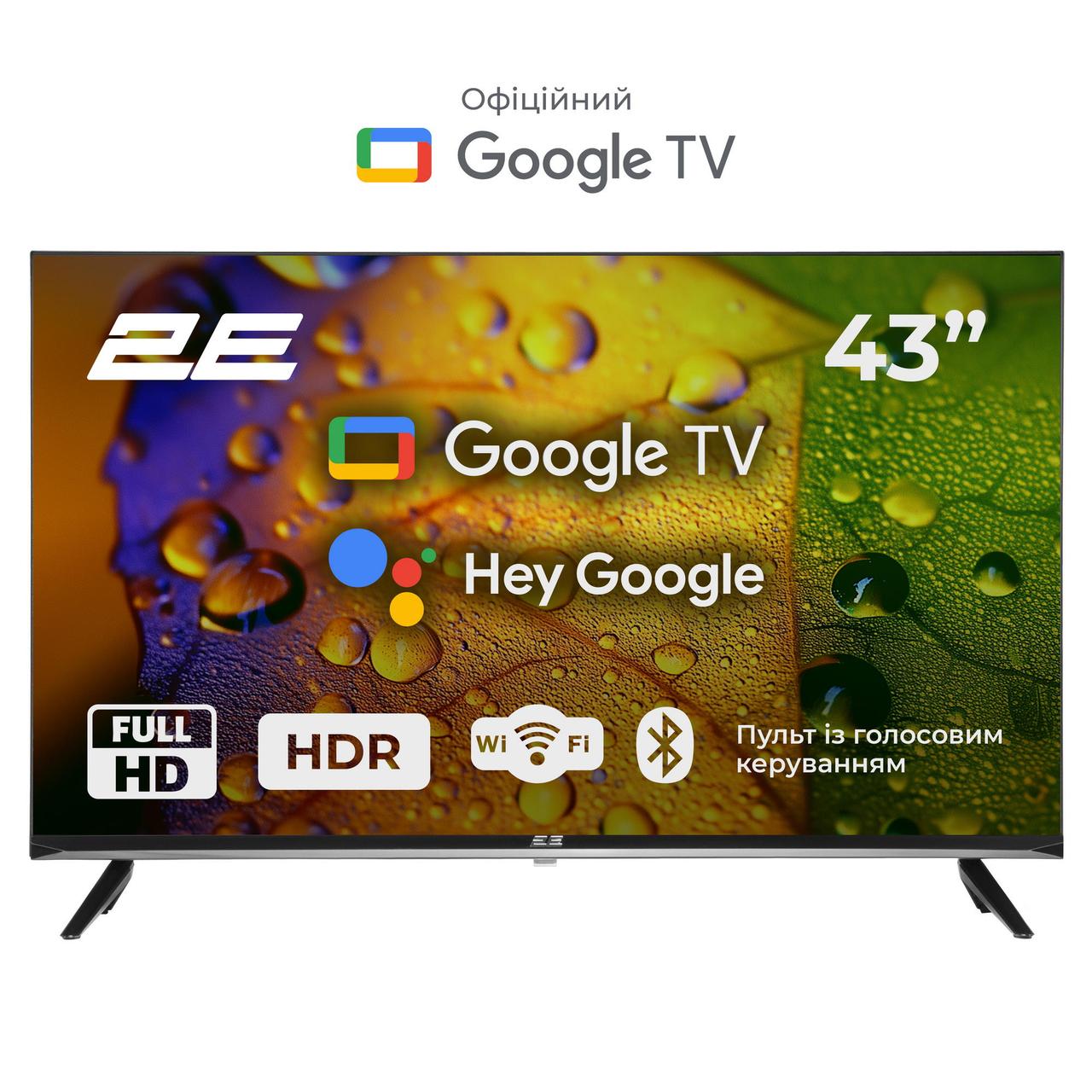 2E Телевізор 43" LED FHD 60Hz Smart Google TV Black, фото 1