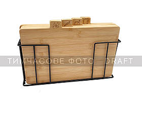 ARDESTO Набір дошок кухонних на підставці Midori, 4шт, 30х5.6х20.3см, бамбук, метал