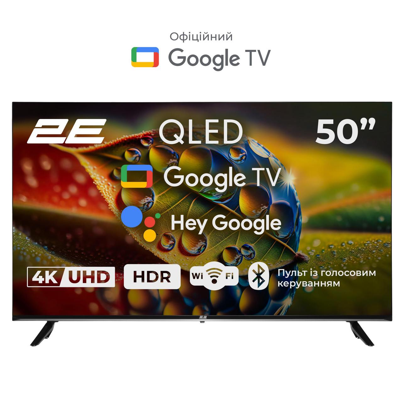 2E Телевізор 50" QLED 4K 60Hz Smart Google TV Black, фото 1