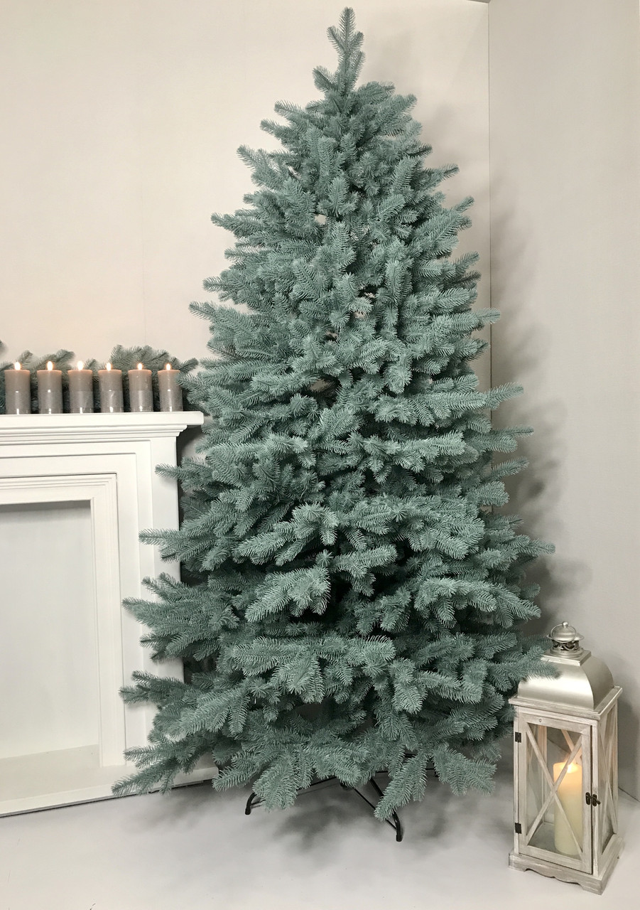 Ялинка штучна Lux лита 220 см блакитна з металевою підставкою, фото 1