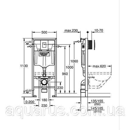 Комплект для унітазу Grohe Rapid SL 3в1, висота інсталяції 1,13 м (39939000), фото 3