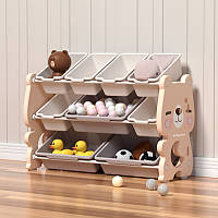 Органайзер для іграшок та речей Lumpurini Flavio L бежевий, 9 контейнерів, 3 яруси. Стелаж-полиця в дитячу кімнату