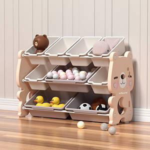 Органайзер для іграшок та речей Lumpurini Flavio L бежевий, 9 контейнерів, 3 яруси. Стелаж-полиця в дитячу кімнату