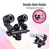 Тримач двох ламп Profi-light з патронами E27 та отвором для парасольки, фото 3