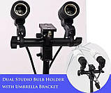 Тримач двох ламп Profi-light з патронами E27 та отвором для парасольки, фото 5