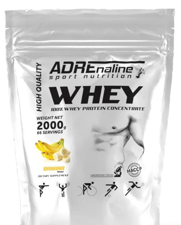 Сироватковий протеїн ADRENALINE WHEY Protein Concentrate 2000 грам Смак :Банан