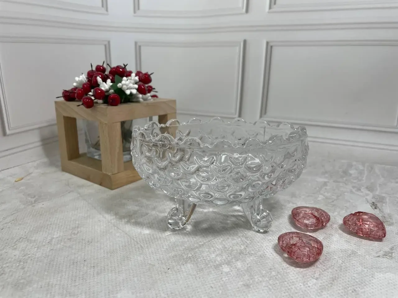 Набір скляних салатників Helios на ніжці "Старлайт" 6шт 130 мл W105 (6B), фото 1