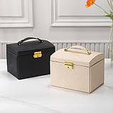 Скринька для прикрас на замку. Органайзер для ювелірних виробів із дзеркалом Чорний, фото 3