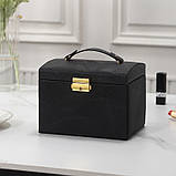 Скринька для прикрас на замку. Органайзер для ювелірних виробів із дзеркалом Чорний, фото 2