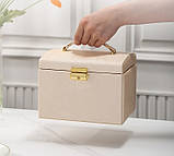 Скринька для прикрас на замку. Органайзер для ювелірних виробів із дзеркалом Чорний, фото 5