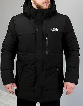 Чоловіча зимова куртка The North Face чорна подовжена куртка Зе Норт Фейс із капюшоном, фото 1