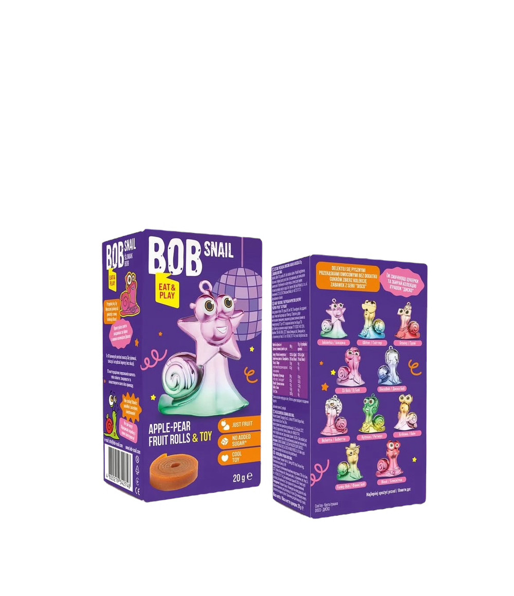 Натуральні цукерки Bob Snail Яблуко-Груша + іграшка Disco
