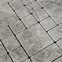 Самоклеючі стінові панелі мозаїка ПЕТ Сірий камінь Граніт геометрія 300х300х4мм пластикова плитка