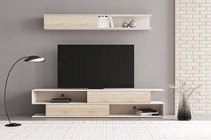Сучасна стильна світла стінка під телевізор тв модерн у вітальню зал 240 см Брик дуб сонома/кашемір