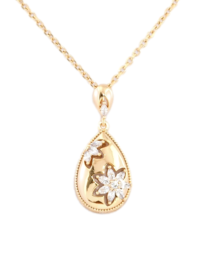 Кулон на ланцюжку Xuping Позолота 18K "Крапелька з кришталевими квіточками" довжина 41-47см х 1.5мм