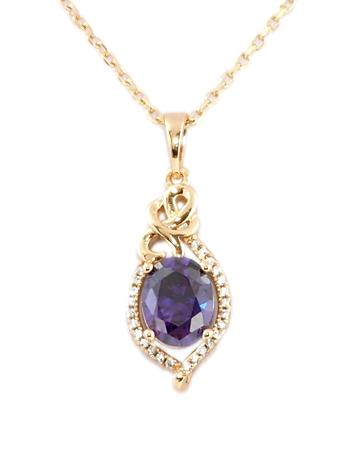 Кулон на ланцюжку Xuping Позолота 18K "Витончена підвіска з бузковим фіанітом та цирконієм" довжина 41-47см х 1.5мм