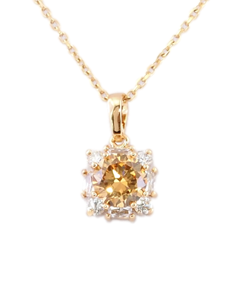 Кулон на ланцюжку Xuping Позолота 18K "Золотистий фіаніт в обрамленні цирконію" довжина 41-47см х 1.5мм