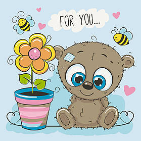 Картина за номерами Для дітей. Ведмедик з квіткою 30*30 см Art Craft 15513-AC