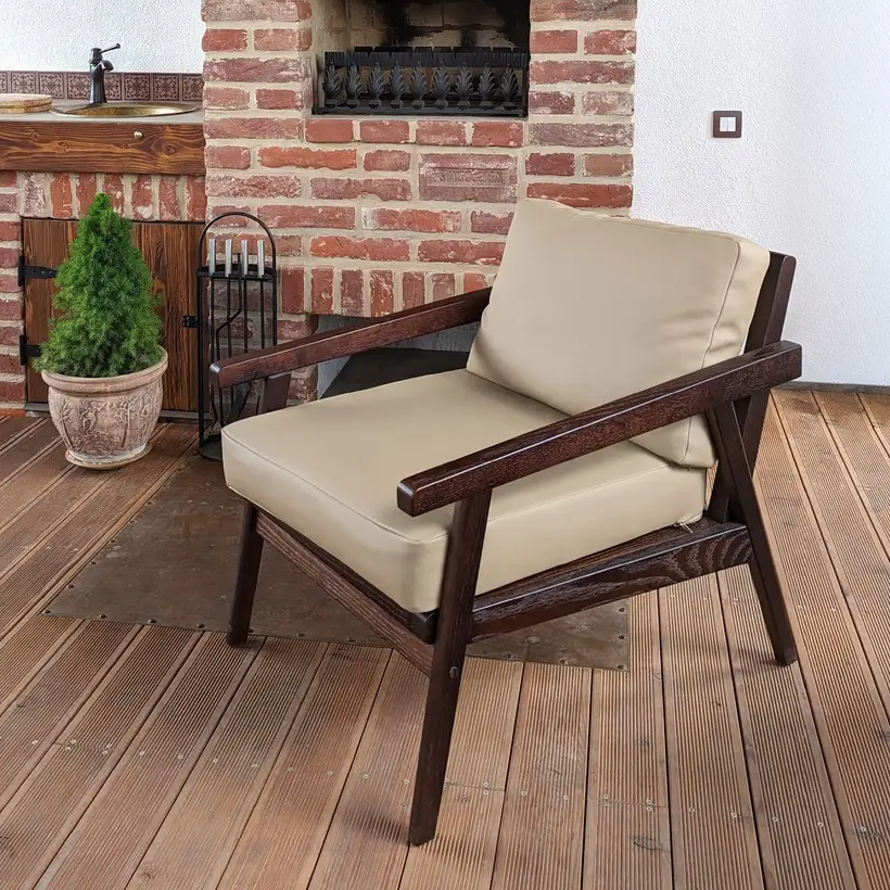 Дизайнерське крісло "Грейс" з дерева ясен та екошкіри, фото 1