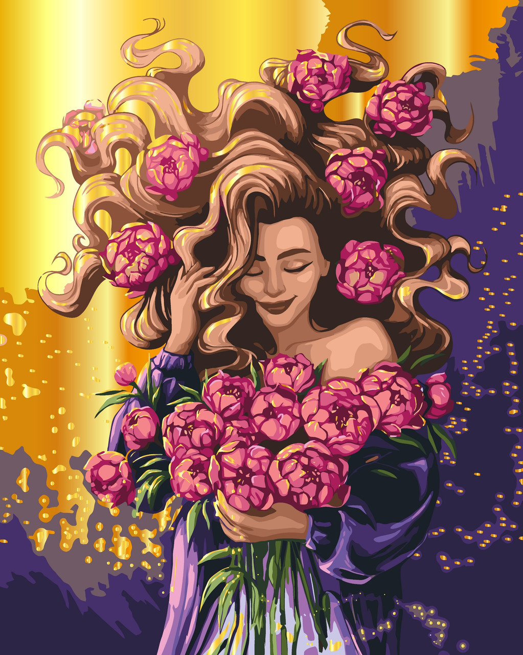 Картина за номерами Весняна дівчина з фарбами металік 40*50 см Art Craft 10115-AC, фото 1