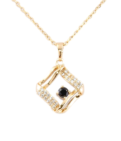 Кулон на ланцюжку Xuping Позолота 18K "Ромб з чорним фіанітом і цирконієм" довжина 41-46см х 1.5мм