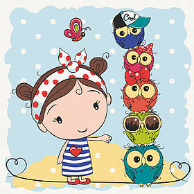 Картина за номерами Для дітей. Дівчинка з совенятами 30*30 см Art Craft 15562-AC