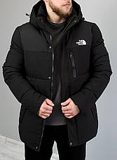 Чоловіча зимова куртка The North Face чорна подовжена куртка Зе Норт Фейс із капюшоном, фото 4