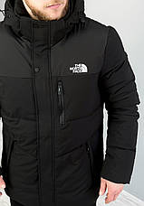 Чоловіча зимова куртка The North Face чорна подовжена куртка Зе Норт Фейс із капюшоном, фото 5