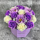 Букет із мильних квітів у коробці . Подарунок жінці, мамі, колезі, фото 5