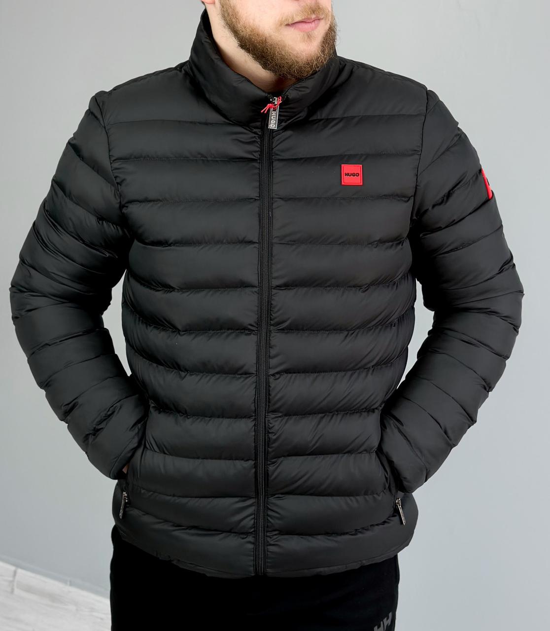 Чоловіча куртка Hugo Boss чорна єврозима, брендова тепла куртка Бос зимова люкс якість